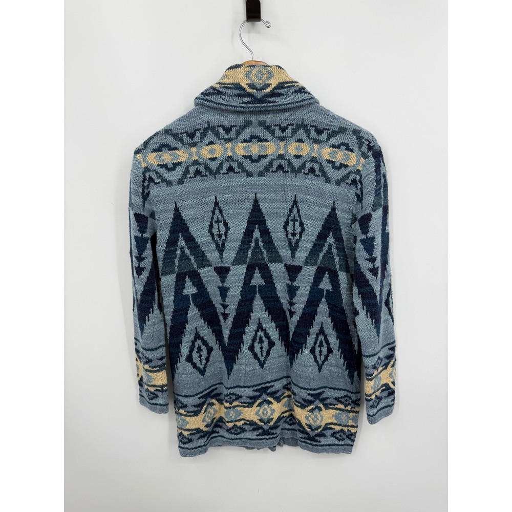 Polo Ralph Lauren Southwestern Cardigan Sweater Women S Blue Aztec Shawl Neck - Picture 4 of 9